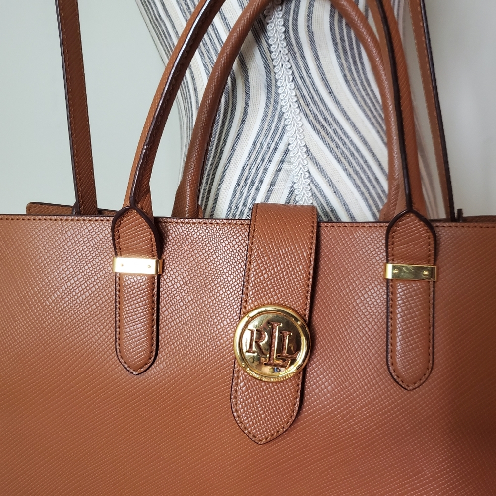 Ralph Lauren large cognac leather bag - Picture 9 of 13